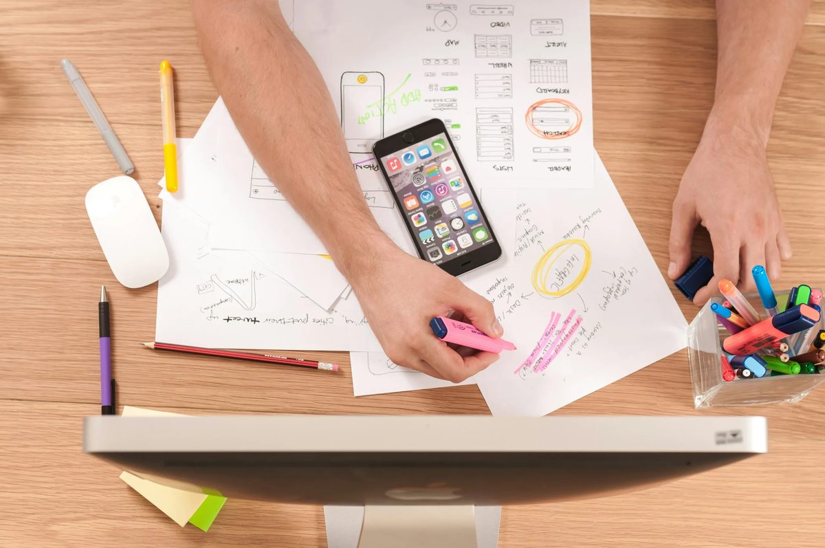 Planning a content strategy on a whiteboard